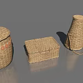 Woven Household Items Including Cylindrical Storage Jar Square Box And Handheld Basket For Home Organization