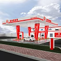 Convenience Store Exterior With Glass Windows Door And Car Image Billboards