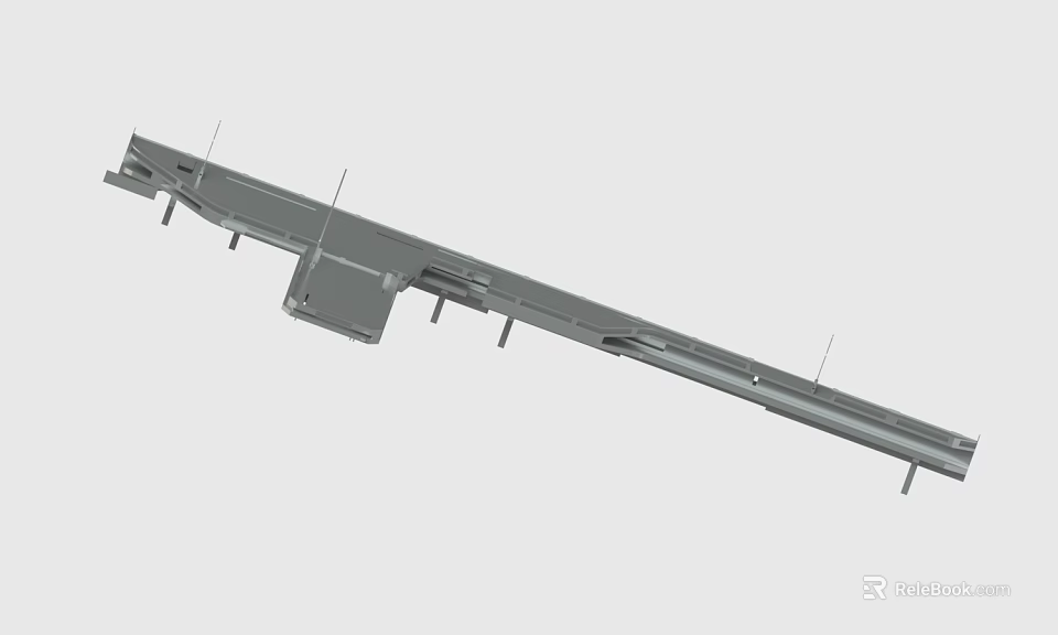 Gray Metal Industrial Bracket With Mounting Holes And Connecting Parts 3d model 