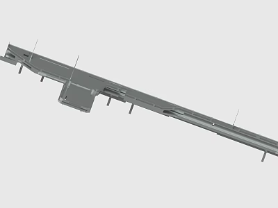 Gray Metal Industrial Bracket With Mounting Holes And Connecting Parts 3d model