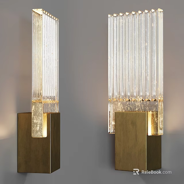 Modern Wall Lamps With Brass Base And Crystal Glass Strips For Warm Illumination 3d model 