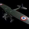 Vintage Biplane Fighter Plane With French Insignia And Gray Propeller Design Details