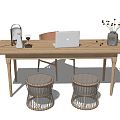 Modern Desk and Chair Desk and Chair Combination Log Desk and Chair Solid Wood Desk and Chair Combination Creative Desk and Chair Combination Office Desk and Chair Desk Ornaments Table Lamp 3d model