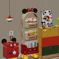 Mickey Themed Kids Room Shelf With Toys Snacks And Books Storage