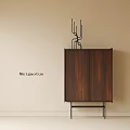 Modern Wooden Entryway Side Cabinet With Cabinet Doors And Metal Legs