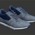 Blue Casual Shoes With Orange Laces Mesh Upper And White Sole Design