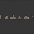 Detailed Architectural Model Scene Components With Various Shapes And White Background