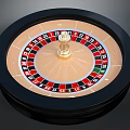 Roulette Wheel As Living Item With Circular Black Frame Gold Center Red Black Numbered Pockets