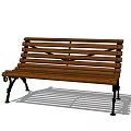 Outdoor Wooden Slatted Bench with Black Metal Legs for Garden Patio Seating