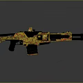 Modern Tactical Weapon With Yellow Red Camouflage And Double Barrel Design