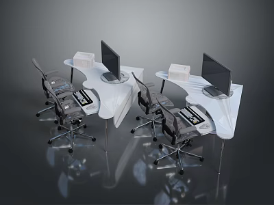 Modern Office Chair Design With Ergonomic Features And Computer Work Desk 3d model