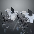 Modern Office Chair Design With Ergonomic Features And Computer Work Desk 3d model