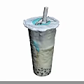 Refreshing Bubble Tea in Transparent Cup with Straw Tapioca Pearls and BuiBui Tea Logo