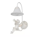 White Vintage Wall Lamp With Bell Shaped Shade And Cherub Decoration