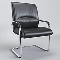 Modern Black Leather Office Chair With Metal Frame And Comfortable Seat