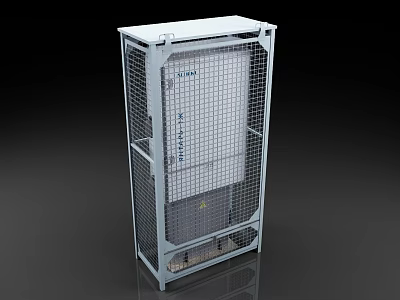 Sturdy Industrial Equipment Cabinet With Metal Grid Frame And Protective Structure 3d model