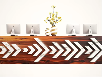 Modern reception desk front desk 3d model