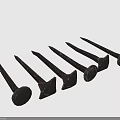 Rusty Old Iron Nails Arranged With Pointed Tips And Round Heads 3d model