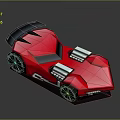 Red Low Poly Racing Car With Black Spoiler White Wheels And Silver Accents
