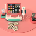 Commercial Cash Register Equipment With Barcode Scanner US Dollar Bills And POS Accessories