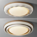 Modern Flush Mount Ceiling Light With Wooden Frame And Curved Edge Design 3d model
