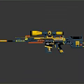 Modern Sniper Rifle Featuring Blue Yellow Orange Design And Tactical Scope
