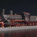 Vintage Steam Train With Black Body And Red Wheels On Railway Track