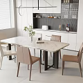 Modern Dining Table And Chairs Set With Marble Top In Bright Modern Space 3d model
