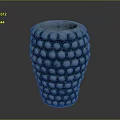 Intricate Blue and White Sculpture Carving Vase with Circular Raised Patterns