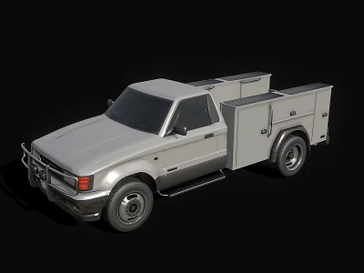 Silver Utility Truck With Single Cab Toolbox And Cargo Bed Practical Design 3d model