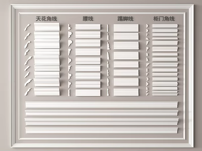 Various Types of Gypsum Moulding Including Ceiling Corner Waist Skirting and Cabinet Top Lines 3d model