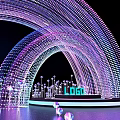 Illuminated Stage With LED Arch Structure Purple Blue Lighting And Circular Platform 3d model