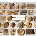 Collection of Woven Baskets in Various Shapes and Materials for Home Decor