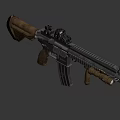 Modern Tactical Rifle With Black Brown Finish Optical Sight Tactical Rail Grip And Barrel