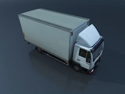 White Box Truck With Gray Cab And Cargo Container For Commercial Transport 3d model