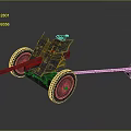 Vintage Military Field Gun With Wheeled Carriage And Rustic Metal Structure
