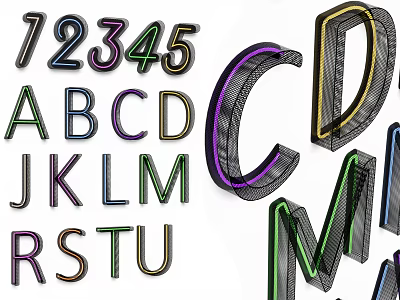 Colorful 3D Digital Alphabet Number Decorative Lights With Letters Design 3d model