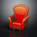 Orange And Brown Upholstered Armchair With Curved Backrest And Armrests Modern Furniture Design