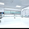 Hi Tech Modern Laboratory Interior With Advanced Equipment Digital Screens And White Ceiling Lights