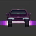 Purple Futuristic Pixel Style Car With Glowing Blue Headlights And Purple Taillights