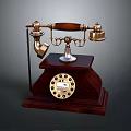 Vintage Electronic Telephone With Wooden Base And Rotary Dial Design