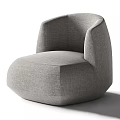 Modern Beige Upholstered Accent Chair With Curved Armrest And Unique Shape