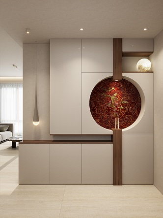 New Chinese Zen Middle Ancient Style Xiangyun Moon Door Entrance Partition Entrance 3d model