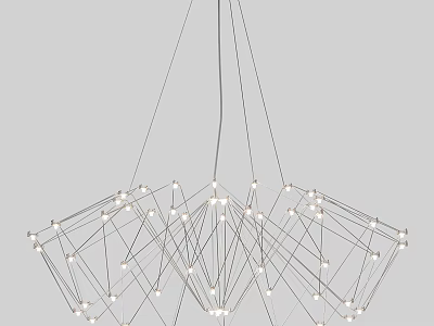 Modern Geometric Hanging Chandelier with Metal Frame and LED Light Bulbs 3d model
