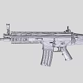Tactical Military Rifle Weapon Design With Magazine Scope Barrel And Ergonomic Grip