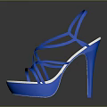 Fashionable Women's Blue Strappy Sandals With Crisscross Design And White Sole Stiletto Heel