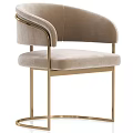 Modern Beige Velvet Accent Chair With Gold Metal Frame And Curved Armrest Design