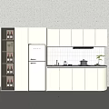 Modern Light Colored Kitchen Cabinets With Vintage Refrigerator Wine Rack And Tile Backsplash