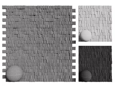 Gray Block Arranged Wall Design With Decorative Ball And Various Patterns 3d model