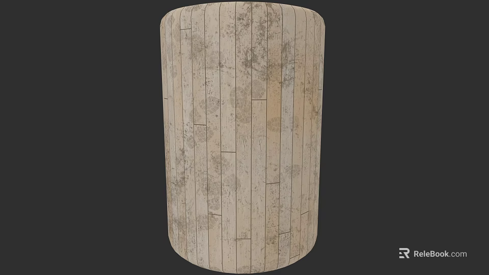 Natural Light Colored Wooden Flooring With Vintage Texture On Cylindrical Surface 3d model 